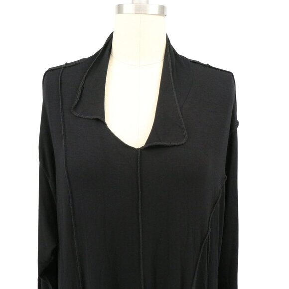 NWT Transparente Germany Black Lagenlook Asymmetrical Hem Tunic Top O/S XL 1X 2X - Picture 3 of 9